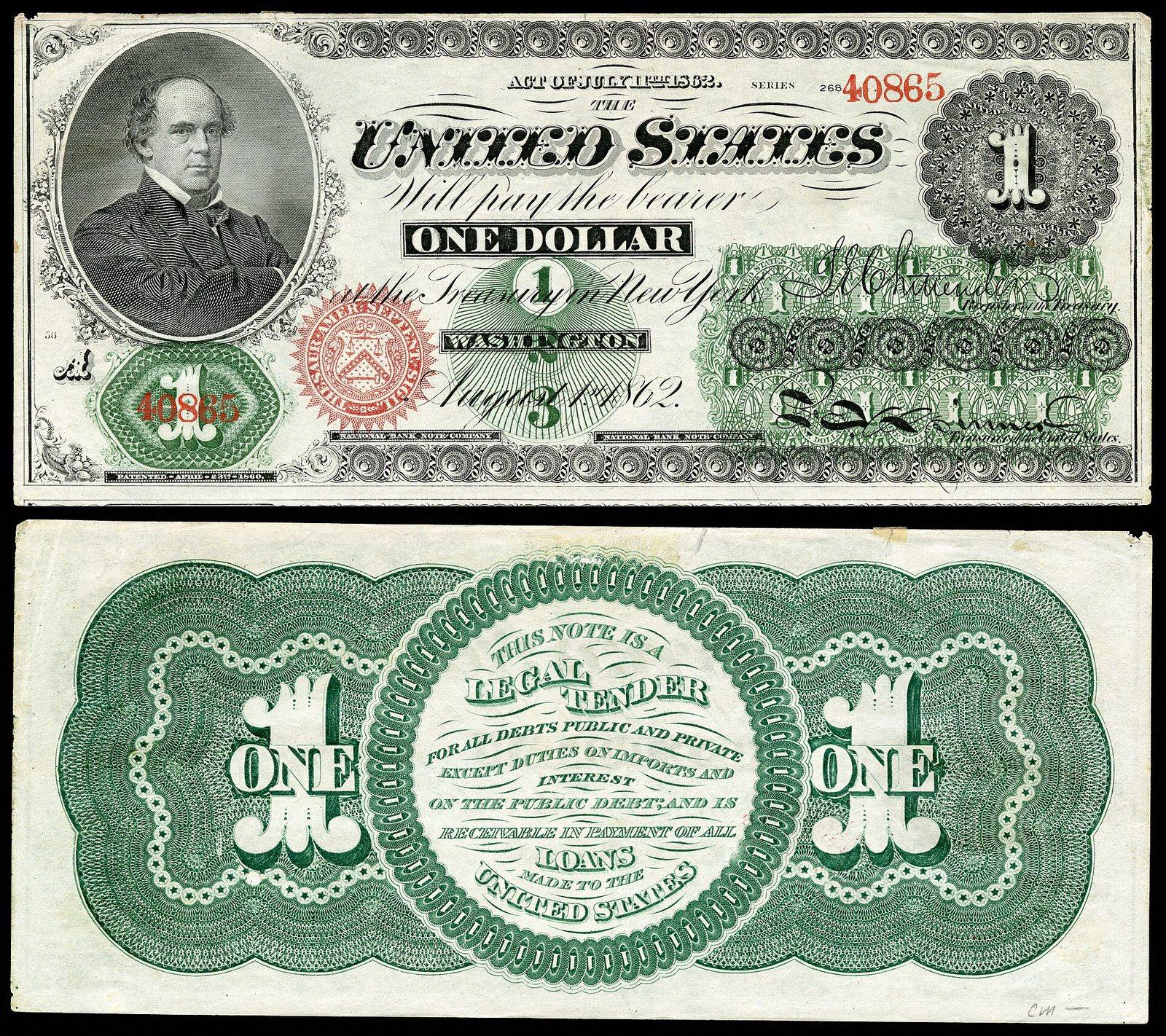 1862 $1 US Legal Tender note — Friedberg 16c