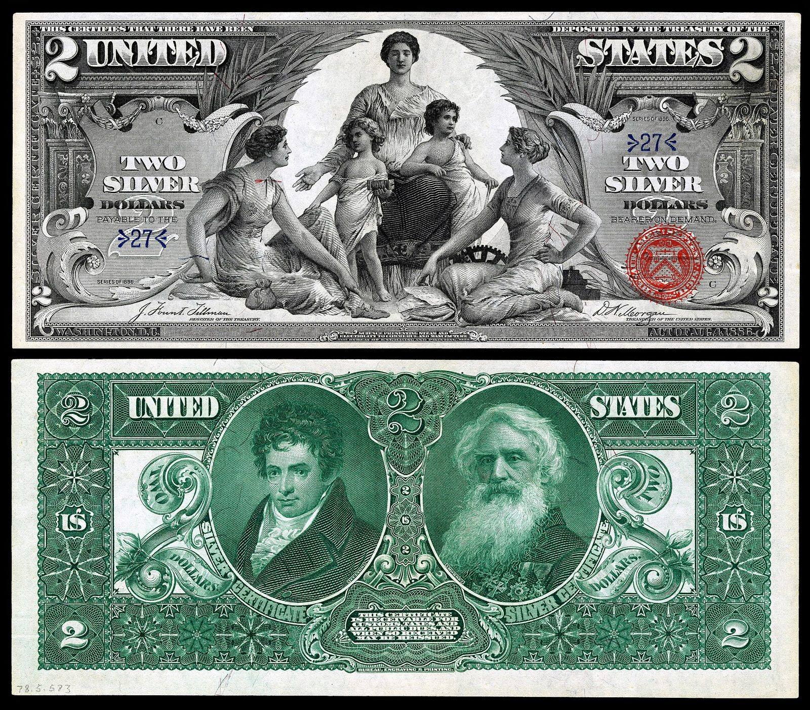 1896 Educational Series $2 silver certificate